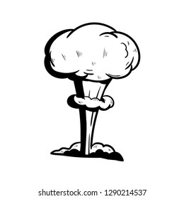 Nuclear Explosion Mushroom Cloud Drawing Illustration Vector 