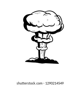 Nuclear Explosion Mushroom Cloud Drawing Illustration Vector 