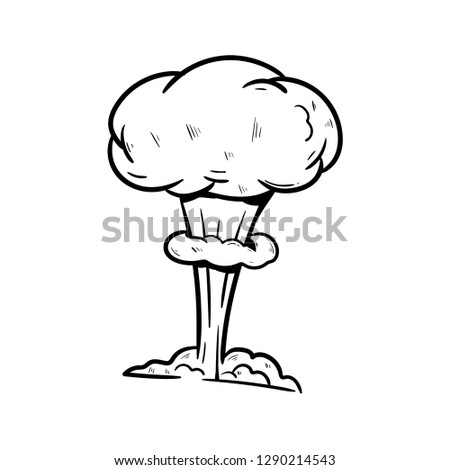 Nuclear Explosion Mushroom Cloud Drawing Illustration Vector 