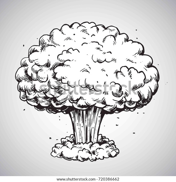 Nuclear Explosion Mushroom Cloud Drawing\
Illustration Vector\
Icon