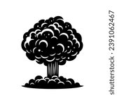 Nuclear explosion mushroom cloud icon. Atomic bomb war, symbol end of the world isolated on white background. Vector illustration