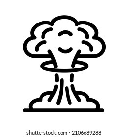 Nuclear Explosion Mushroom Cloud Icon Or Sign.