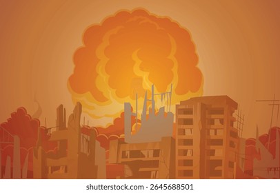Eine Atomexplosion ereignete sich in einer Stadt