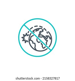 explosión nuclear en el planeta Tierra después de un ataque con cohetes de misiles, un icono de contorno aislado en blanco. símbolo de contorno de ataques con cohetes. guerra de elementos de diseño con trazo de línea delgada editable. pictograma de ataque