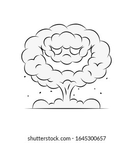 Explosión nuclear en un fondo blanco.Objeto aislado. Cara estilizada, la emoción de la nube de una explosión nuclear 