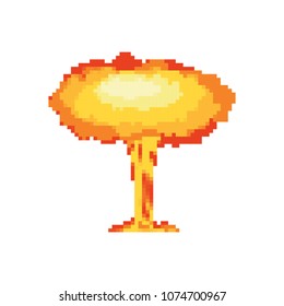 Nuclear explosion pixel art. large red explosive chemical mushroom 8bit