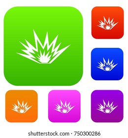 Nuclear explosion set icon color in flat style isolated on white. Collection sings vector illustration