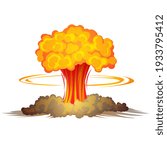 Nuclear explosion in the shape of a mushroom on a white background