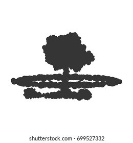 Nuclear explosion sign illustration. Vector. Black icon on white background.