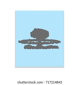 Nuclear explosion sign illustration Vector black icon on color sticker. Material design