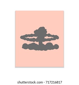 Nuclear explosion sign illustration Vector black icon on color sticker. Material design
