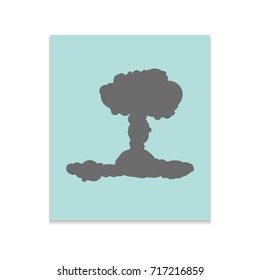 Nuclear explosion sign illustration Vector black icon on color sticker. Material design