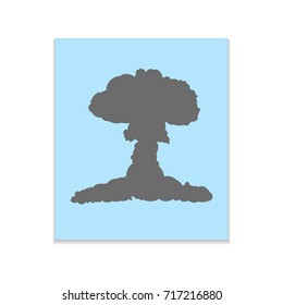 Nuclear explosion sign illustration Vector black icon on color sticker. Material design