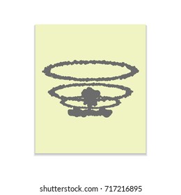Nuclear explosion sign illustration Vector black icon on color sticker. Material design
