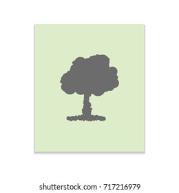 Nuclear explosion sign illustration Vector black icon on color sticker. Material design