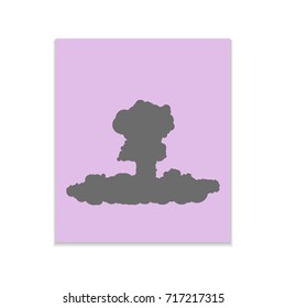 Nuclear explosion sign illustration Vector black icon on color sticker. Material design
