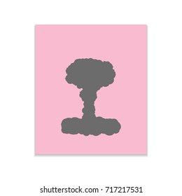 Nuclear explosion sign illustration Vector black icon on color sticker. Material design