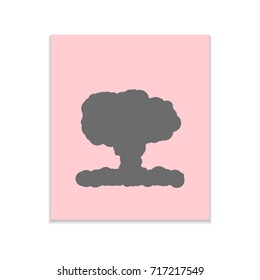 Nuclear explosion sign illustration Vector black icon on color sticker. Material design