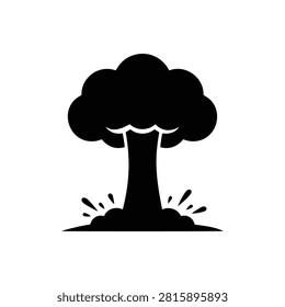 Nuclear explosion silhouette icon vector flat design.