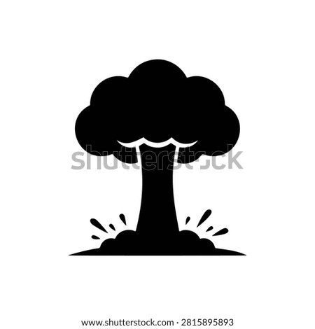 Nuclear explosion silhouette icon vector flat design.
