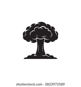 Nuclear explosion silhouette vector flat illustration design.
