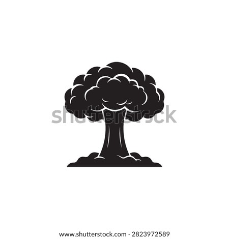 Nuclear explosion silhouette vector flat illustration design.