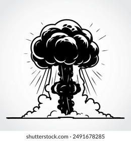 nuclear explosion simple monochrome color vector illustration