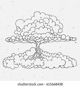 Nuclear explosion sketch cartoon vector illustration