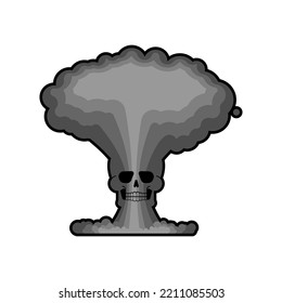 Nuclear Explosion Skull Isolated. Atomic Mushroom From Nuclear Bomb Explosion