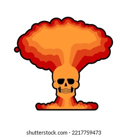 Nuclear Explosion Skull Isolated. Atomic Mushroom From Nuclear Bomb Explosion