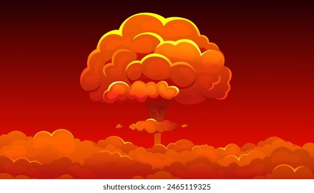Atomexplosion. Symbol des Atomkriegs, Ende der Welt. Atombombenexplosion isoliert auf dunklem Hintergrund.