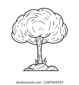 Nuclear explosion vector icon in doodle style. Symbol in simple design. Cartoon object hand drawn isolated on white background.