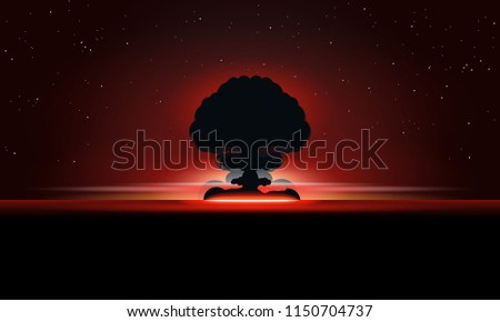 Nuclear explosion vector illustration. International day against nuclear tests.
