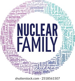 Nuclear Family word cloud conceptual design isolated on white background.