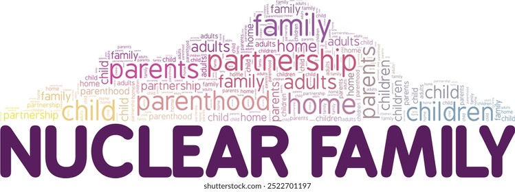 Nuclear Family word cloud conceptual design isolated on white background.