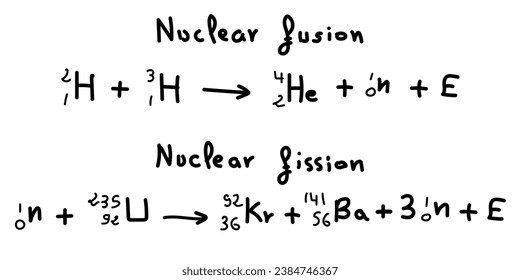 Nuclear fission and nuclear fusion equations examples. Physics resources for teachers and students.