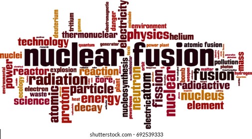 Nuclear fusion word cloud concept. Vector illustration