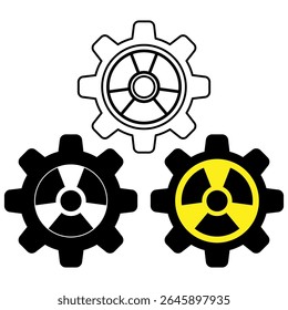 vetor de ícone de engrenagem nuclear com vários estilos sobre fundo branco