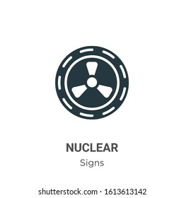 Nuclear glyph icon vector on white background. Flat vector nuclear icon symbol sign from modern signs collection for mobile concept and web apps design.