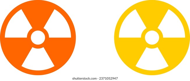 Riesgo nuclear Ionización Radiación X Rays Peligro Trefoil Símbolo de advertencia amarillo y naranja conjunto de iconos. Imagen vectorial.