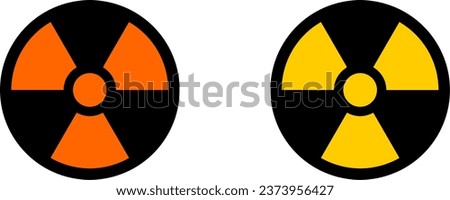 Nuclear Hazard Ionizing Radiation X Rays Danger Trefoil Warning Symbol Yellow and Orange Icon Set. Vector Image.