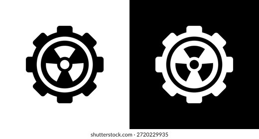 Ícone nuclear preto e branco preenchido.
