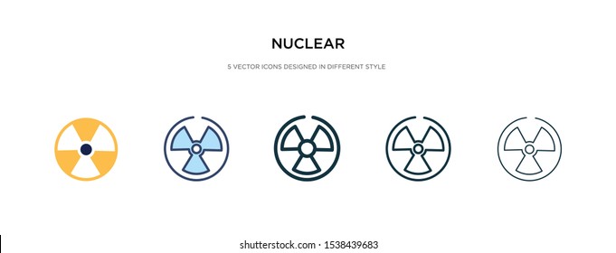 nuclear icon in different style vector illustration. two colored and black nuclear vector icons designed in filled, outline, line and stroke style can be used for web, mobile, ui