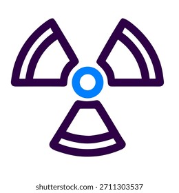 Nukleare Ikone. Eine lineare Vektorgrafik der Kernenergie, einzeln auf weißem Hintergrund.