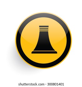 Nuclear icon on yellow button background,clean vector