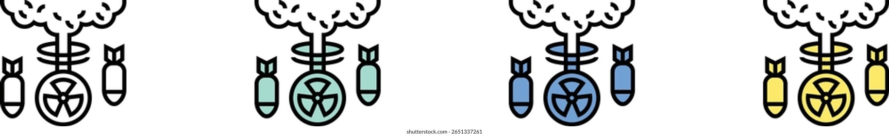 nuclear icon. Outline, Green, Blue and Yellow Style Design Isolated On White Background