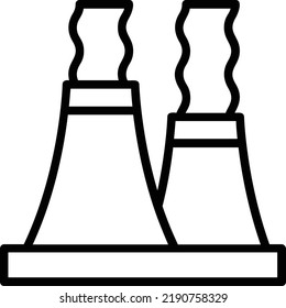 Nuclear Icon With Outline Style, Global Warming Sign And Symbol Isolated On White Background