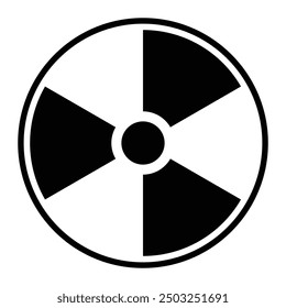 Nuclear icon. Radioactive warning white circle sign. Radiology icon emblem isolated in white circle on white background. Vector radiation icon. 