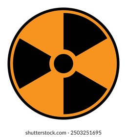 Nuclear icon. Radiology icon emblem isolated in yellow circle on white background. Radioactive warning yellow circle sign. Vector radiation icon. Eps. 10.