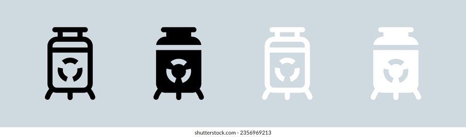Nuclear icon set in black and white. Atomic energy signs vector illustration.